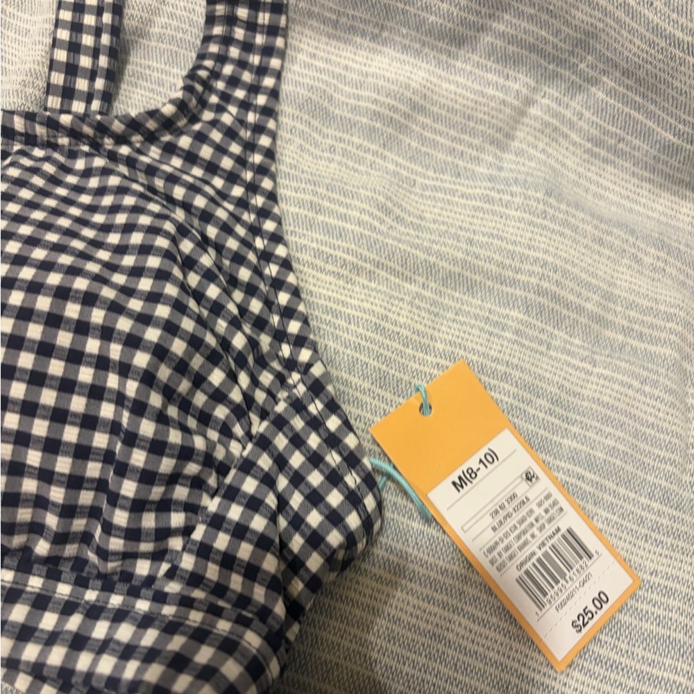 Kona Sol Gingham Navy and White  2 piece Bikini Set - new - Picture 2 of 5